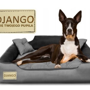 Personalisiertes, langlebiges Hundebett aus MIKROFASER, grau S-XL Bild 7