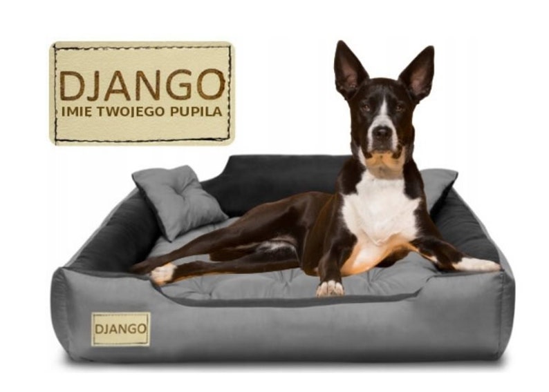 Personalized, durable, MICROFIBER dog bed, gray S-XL image 7