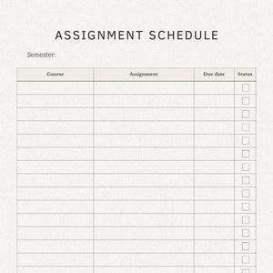 Assignment Schedule, University Planner, Homework, Instant Download ...