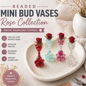 Beaded Mini Bud Vase Guide Step-by-step Tutorial (PDF Download) DIY Beaded Mini Flower Vase Pattern