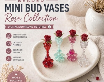 Beaded Mini Bud Vase Guide Step-by-step Tutorial (PDF Download) DIY Beaded Mini Flower Vase Pattern