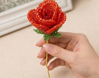 French Beaded Rose Pattern PDF Beginner Wire Flower Tutorial | Bead Petal Guide Instant Digital Download
