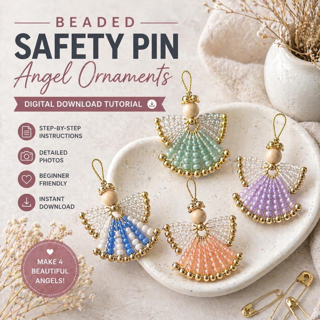 Beaded Angel Ornament Pattern Guide PDF Download Tutorial Easy DIY Beginner Friendly Step 