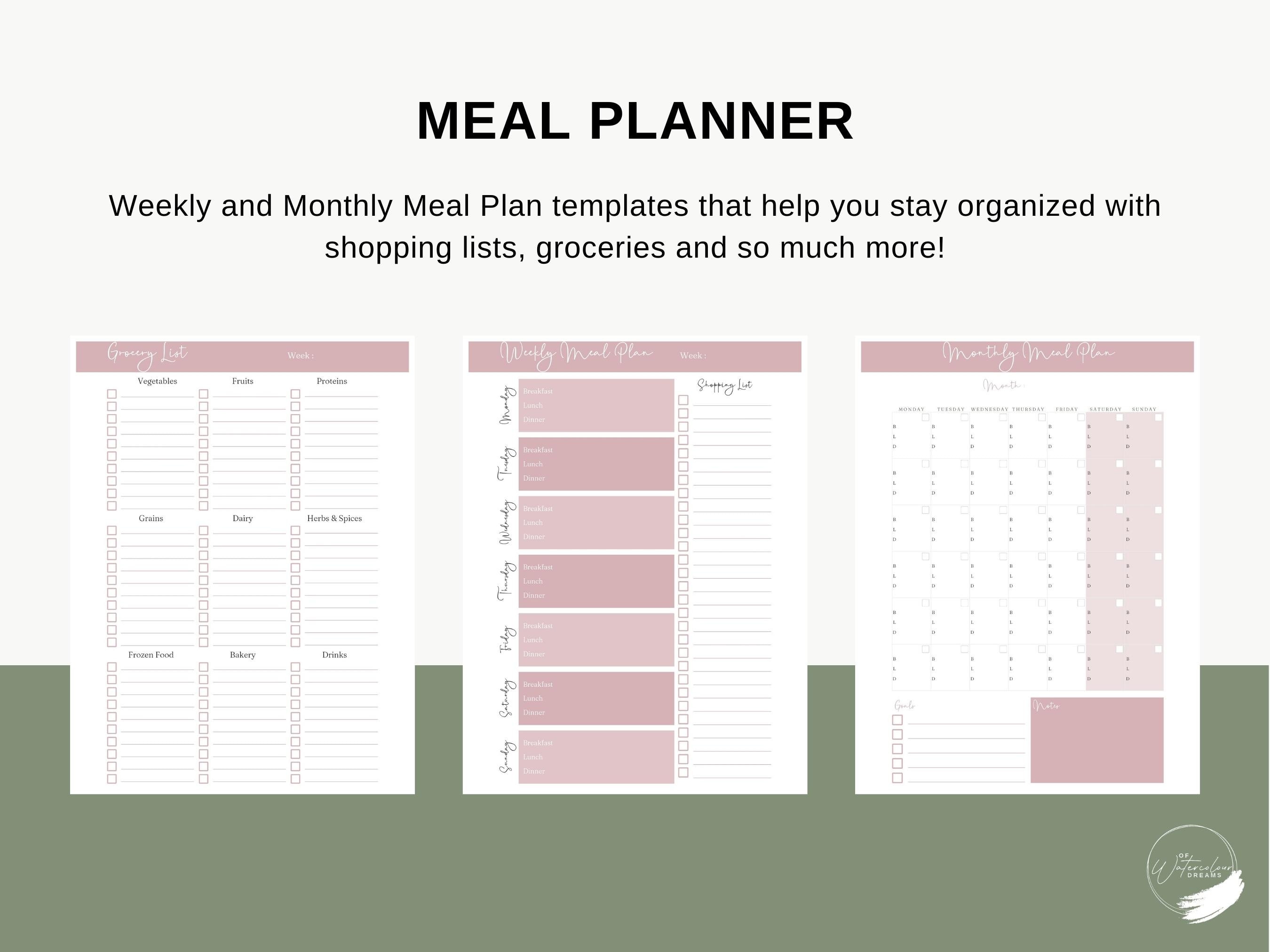 Meal Planner Food Journal Printable Bundle in A4 and US Letter Size - Etsy