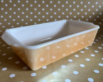 Vintage Fire King Peach Lustre Iridescent 1 Qt Loaf Pan - Retro Kitchen