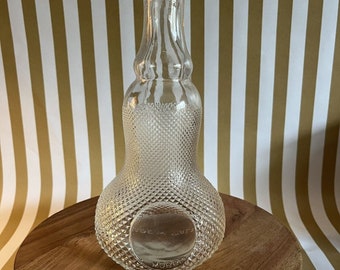 MAGAZZIN Antique Wobble Bottle Italy Decanter Patterned Glass Excellent Cond 9”