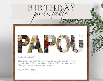 Regalo de cumpleaños de Papou, regalo imprimible para Papou, regalo de Papou personalizado, regalo para Papou, regalo de Papou de nietos, regalo de Papou fotográfico