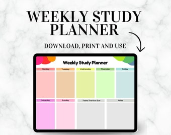 Weekly Student Study Planner Journal Log - Academic Student Planner Journal - Printable Digital Product