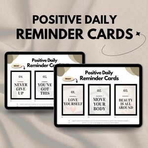 Cartões de lembrete diário positivo para impressão - Cartões de incentivo
