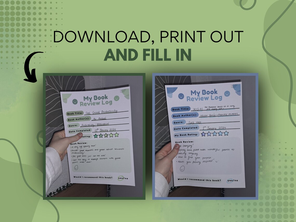 Review Log BOOK REVIEW LOG Printable - Book Review Logging Tracker - Fun Exercise ...