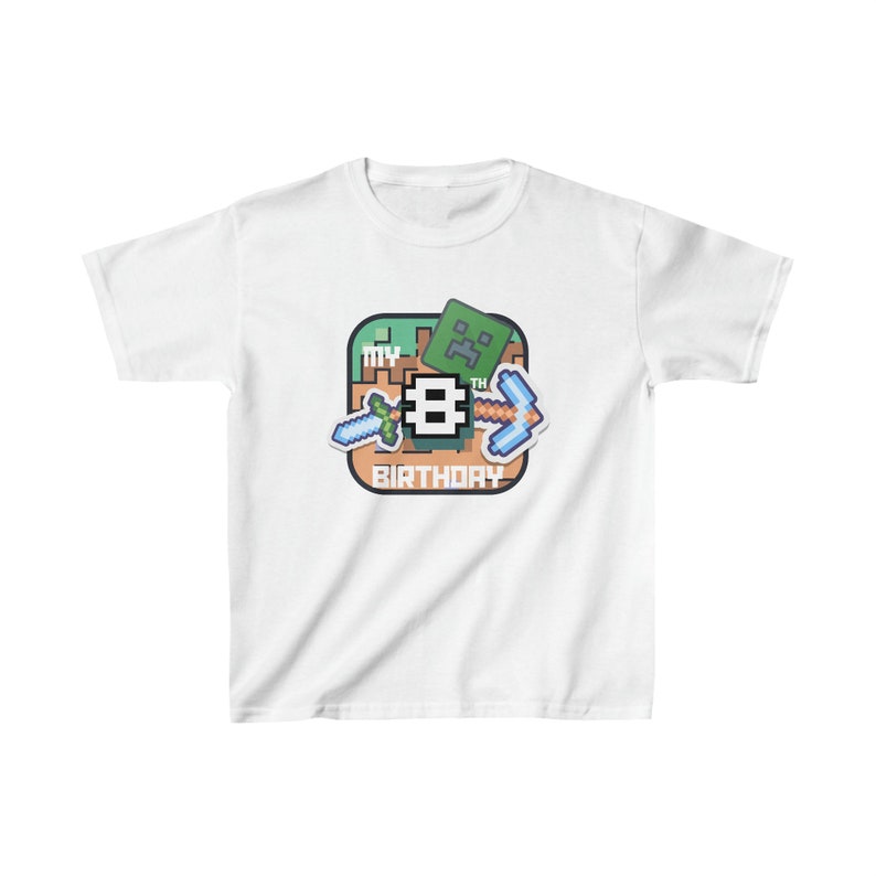 Kids 8th Birthday, Minecraft Birthday Shirt, Minecraft 8th Birthday