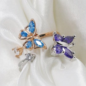 Personalized Butterfly Spinner Ring,Custom Butterfly Fidget Ring,Butterfly Ring,Fidget Ring for Women,Best Friend Gift,Gift for Her