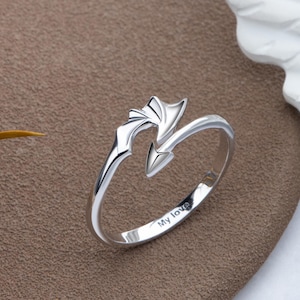 Custom Angel Wings Ring,Punk Devil Dragon Gothic Open Ring,Dragon Arrow Open Rings,Adjustable Promise Rings,Rings for Him,Custom Couple Ring