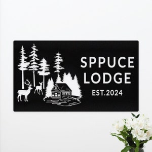 Personalized Cabin Metal Sign, Custom Pine Tree Metal Sign, Mountain House Sign, Family Name Sign, Cabin Wall Art Decor, Farmhouse Gift,