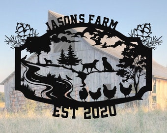 Personalized Metal Chicken Coop Sign, Chicken Farmhouse Sign,Chicken Farm Decor, Outdoor Sign, Farmhouse Name Sign, Established Date