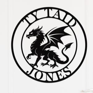 Custom Dragon Metal Wall Art,Custom Dragon Name House Sign,Dragon Metal Sign,Dragon Lover Gift, Gift for Him,Dragon Art,Mythologic Decor