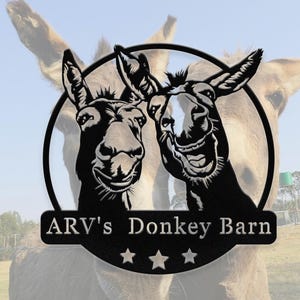 Custom Donkey Name Sign, Personalized Donkey Family Name Sign, Donkeys Farm Sign, Donkey Metal Wall Art, Farmer Gift, Farmhouse Decor Gift