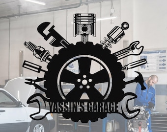 Personalized Garage Metal Sign,Custom Workshop Sign,Garage Metal Wall Sign,Garage Decor,Auto Workshop Sign,Gift For Car Enthusiasts