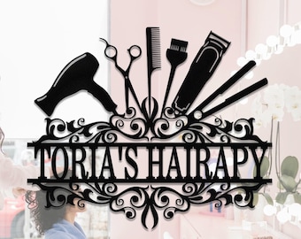 Custom Hair Stylist Name Sign, Personalized Hair Dresser Metal Sign, Hair Salon Wall Art, Hair Stylist Gifts, Gift For Hair Stylist