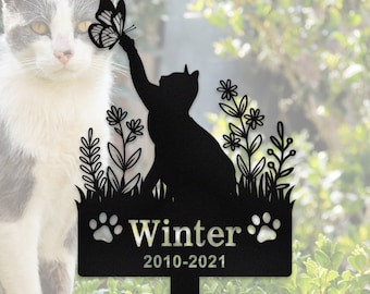Personalized Cat Memorial Stake,Custom Cat Name Stake,Cat Grave Markers,Cat Sign for Garden,Cat Loss Gift, Cat Burial Stake,Cat Garden Decor