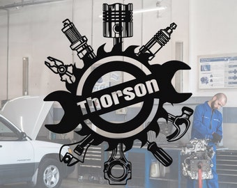 Custom Workshop Sign,Garage Metal Wall Sign,Personalized Garage Decor,Garage Metal Wall Sign,Auto Workshop Sign,Gift For Car Enthusiasts