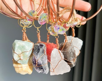 7 Chakra Crystal Hanging,Window Hanging Suncatcher,Natural Gemstone Crystal Suncatcher,Boho Home Decor,Rainbow Maker,Wind Chime