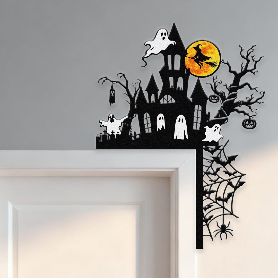 Halloween Door Corner Sign, Halloween Silhouette Sign,door Corner Decor ...