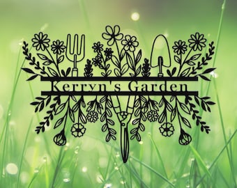 Custom Gardener Name Sign, Personalized Metal Garden Decor, Garden Name Sign, Garden Wall Art, Metal Yard Decor, Gardening Gifts, Garden Art