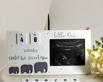 Wood Baby Countdown Scan Photo Frame,Pregnancy Countdown Frame,Mom To Be Gift, Pregnancy Announcement, New Parents Gift