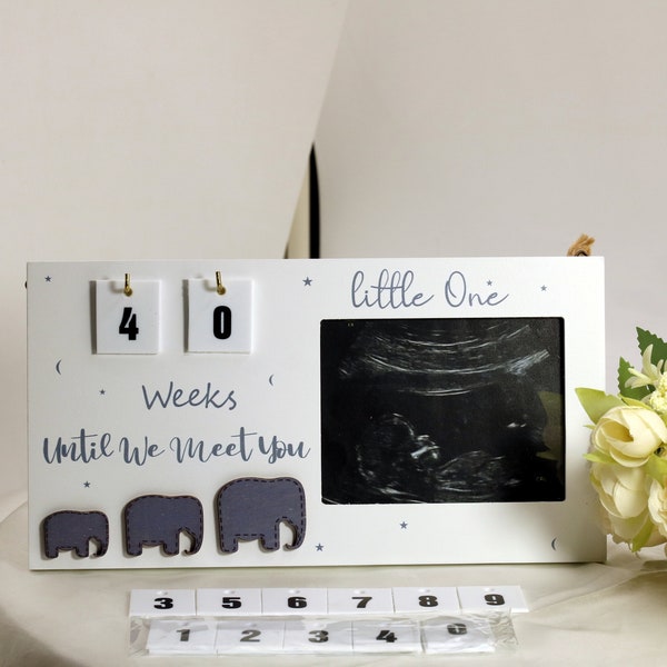 Wood Baby Countdown Scan Photo Frame,Pregnancy Countdown Frame,Mom To Be Gift, Pregnancy Announcement, New Parents Gift