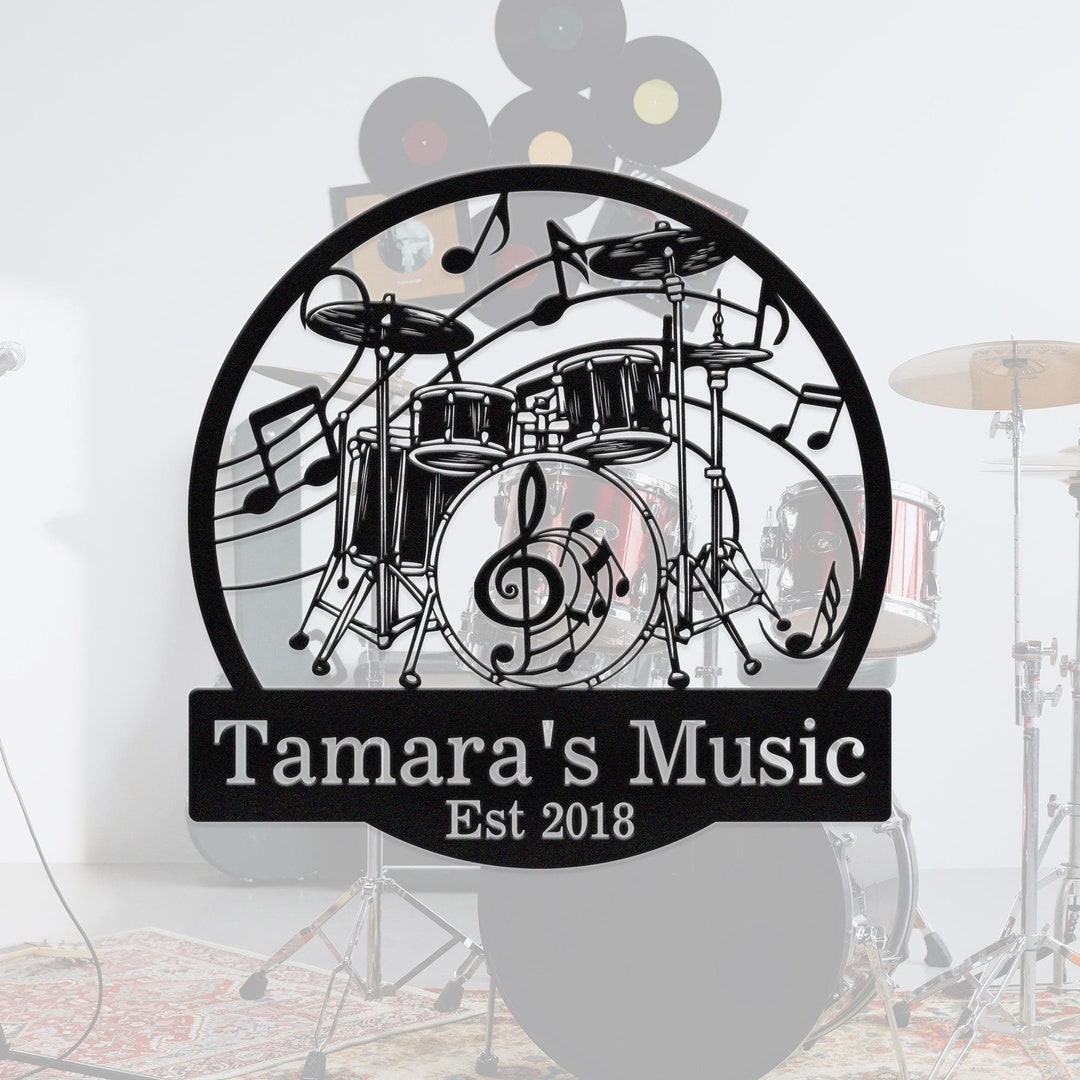 Cartello Stradale Vintage In Metallo – Vintage Drummer Dr Street – Decorazione Da Parete Retrò 40x10 Cm – Regalo Originale Per Musicisti