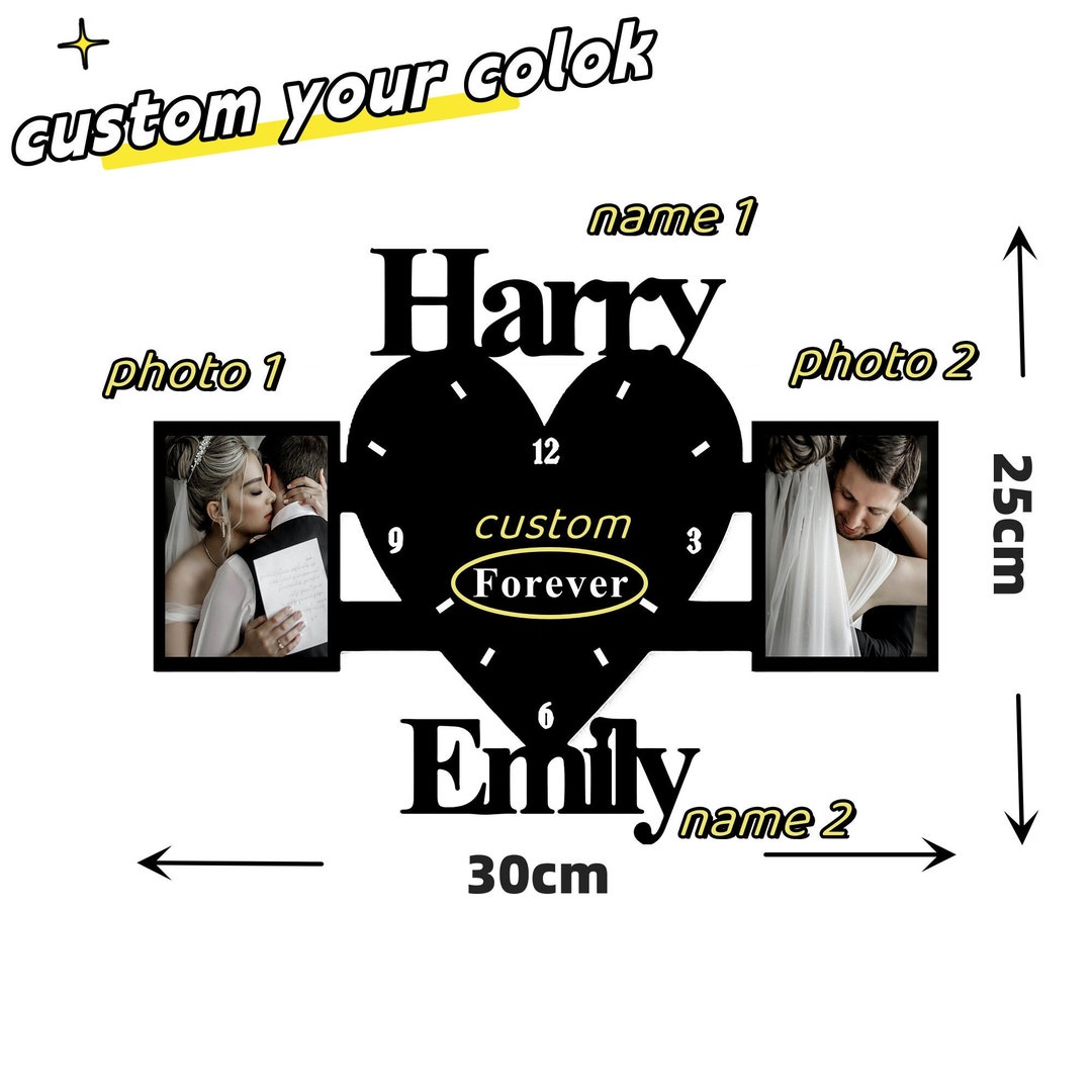 Custom Wall Clock Couple Photo Frame,custom Wedding Gift,personalized