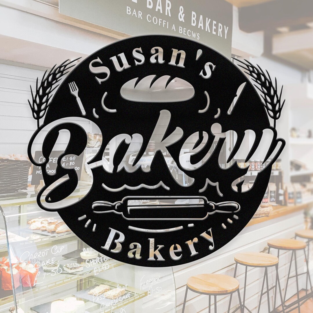 Personalized Bakery Name Sign, Custom Bakery Metal Sign, Baker Name ...