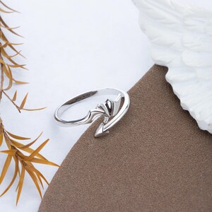 Anillo de alas de ángel personalizado, anillo abierto gótico de dragón diablo punk, anillos abiertos de flecha de dragón, anillos de promesa ajustables, anillos para él, anillo de pareja personalizado imagen 4