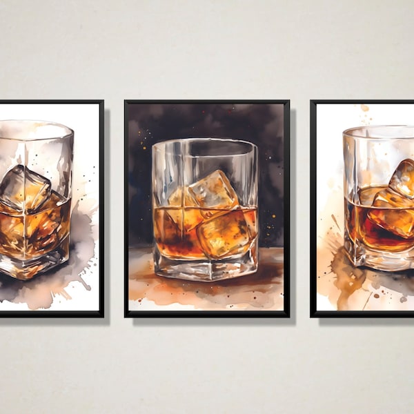 Set of Whiskey Prints, Whiskey Art Prints, Alcohol Bar Cart Art, Home Bar Whiskey Art Printable, Whiskey Printable Poster, Bourbon Art Print