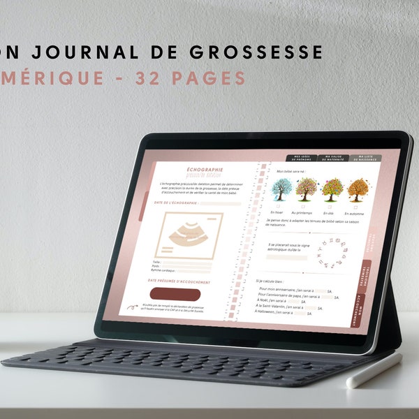 Mon Journal de Grossesse numérique interactif - Suivi pour future maman - Digital planner pour femme enceinte - Souvenir prénatal maternité