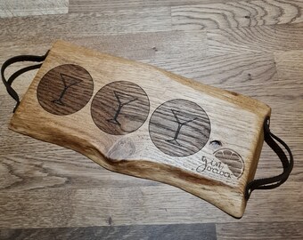 Gin serving board, solid oak hardwood