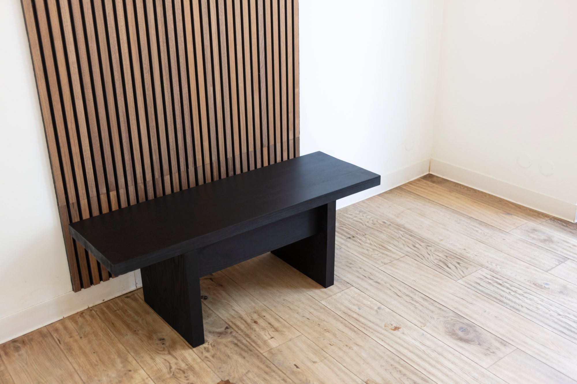 Handcrafted Black Wooden Bench Handcrafted Black Wooden Bench