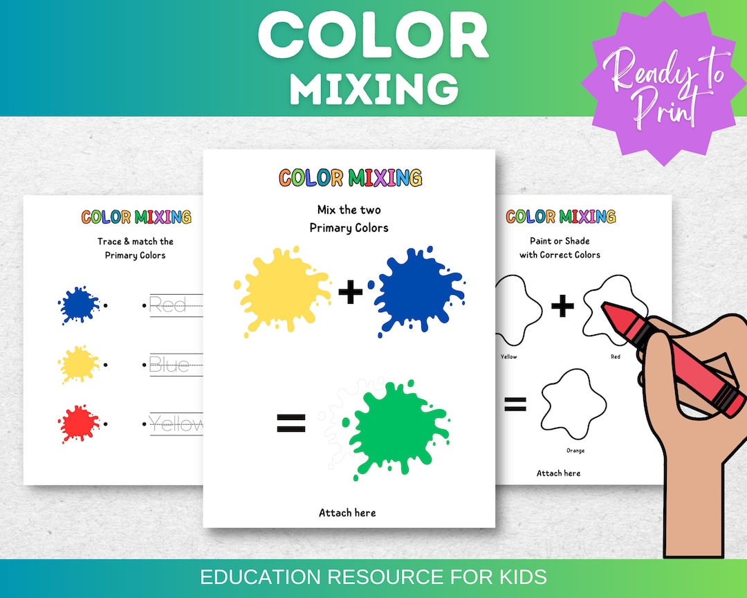 Toddler Activities Printable, Color Mixing, Printable Activity for Kids