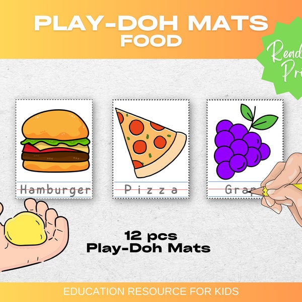 Toddler Activities Printable, Food Play-Doh Mats, Clay Dough Activity, Toddler Learning Activity, Pre Kindergarten, Montessori Materials