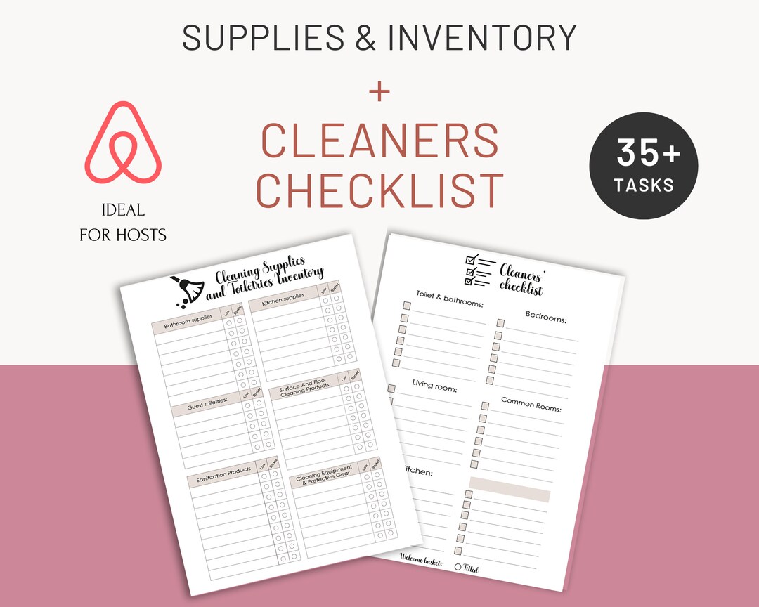 Airbnb Cleaners Checklist / Cleaning Supplies Checklist / Cleaning