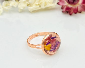 Rose Gold Pressed Flower Ring