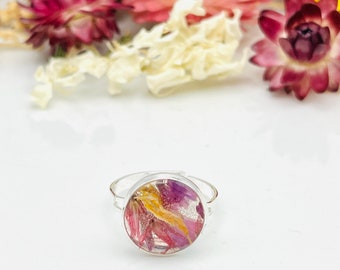 Sunflower & Celosia Real Flower Ring