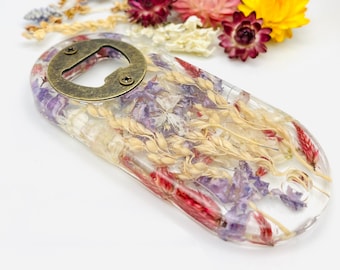 Pressed Flower Hydrangea & Broom Corn Bottle Opener