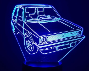 Lampe 3D - Motif VW Golf GTi 1.8 - 7 couleurs
