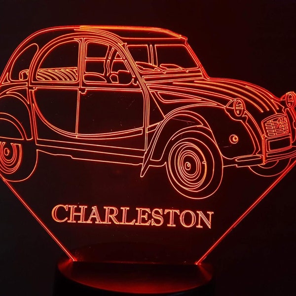 Lampe 3D - Motif CITRO 2CV CHARLESTON - 7 couleurs