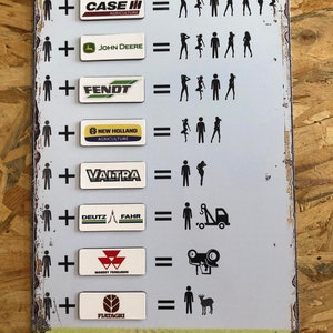 Funny Vintage Enamel Sign - Tractor Brands