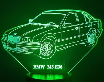 Lampe 3D - Motif  BM M3 E36 - 7 couleurs