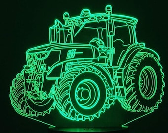 Lampe 3D - Motif Tracteur JD 6145R  - 7 couleurs