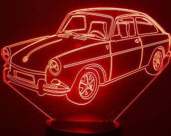 Lampe 3D - Motif VW 1600TL Type 3- 7 couleurs